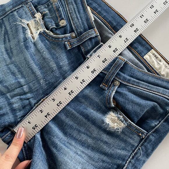 Rag & Bone Jeans Women 24 Blue Rip Dest Chester Skinny Denim Distressed Cotton - Picture 8 of 12
